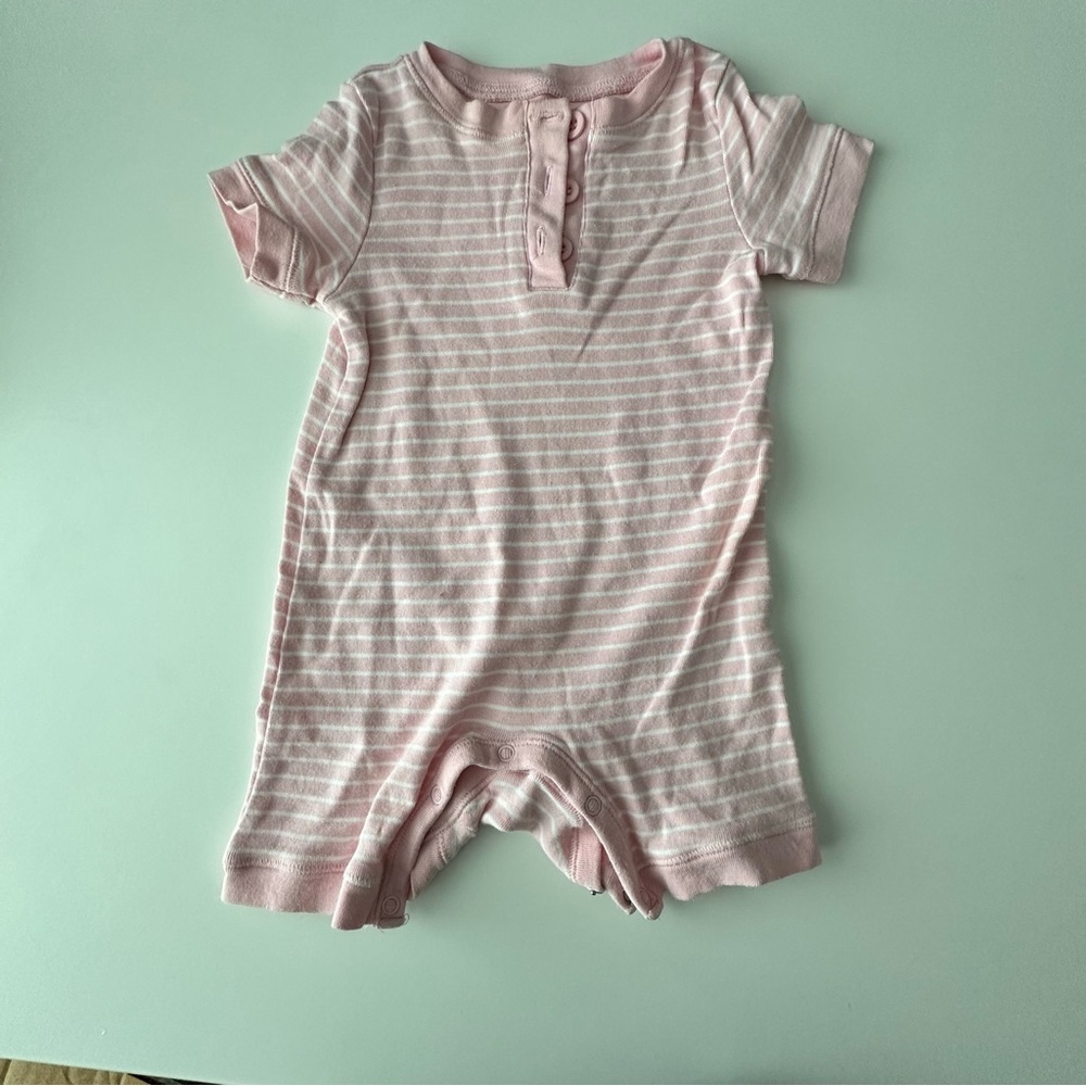 Little Me Pink and White Striped Baby Bodysuit 12M